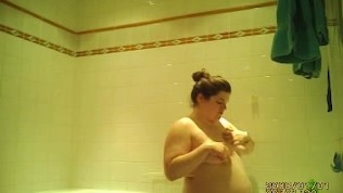 Fat Preggo Slut in the Shower